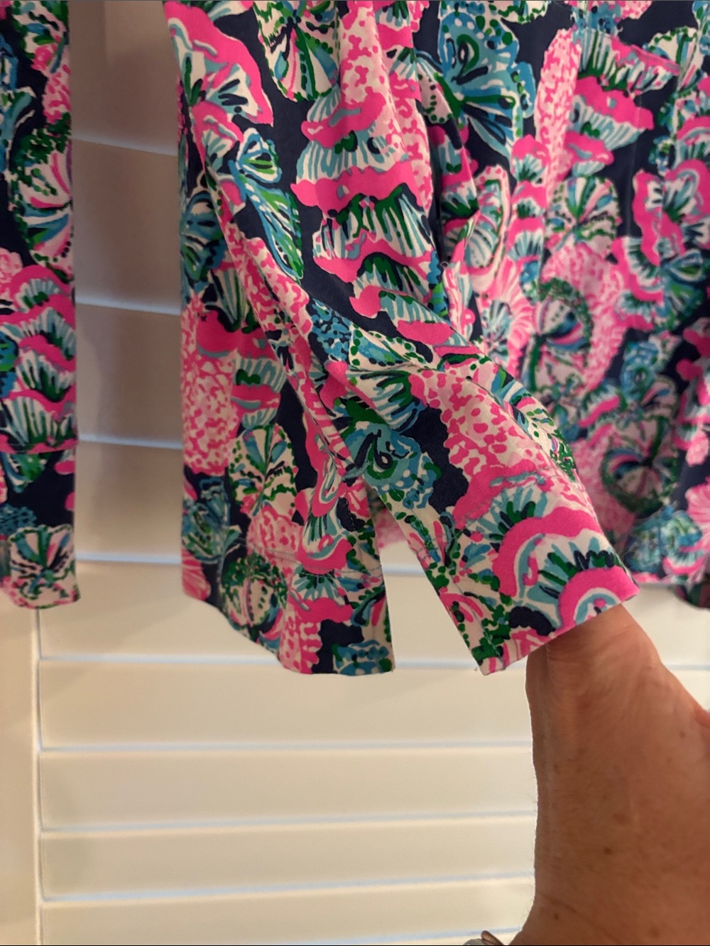 Lilly Pulitzer Pink & Blue Floral V-Neck Tunic - Picture 4 of 9